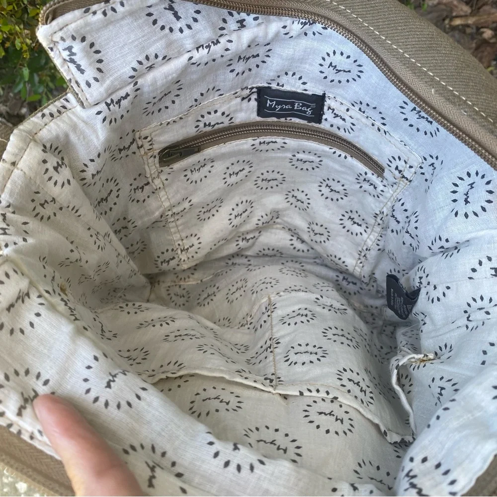 Myra Bag Women's Cerulean Shoulder Bag Upcycled Canvas‎ & Cowhide Boho Aztec